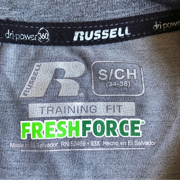 RUSSELL Active Shirt FRESH FORCE Dri Power 360 Short Sleeve Tee GRAY Small Men’s - Picture 2 of 16